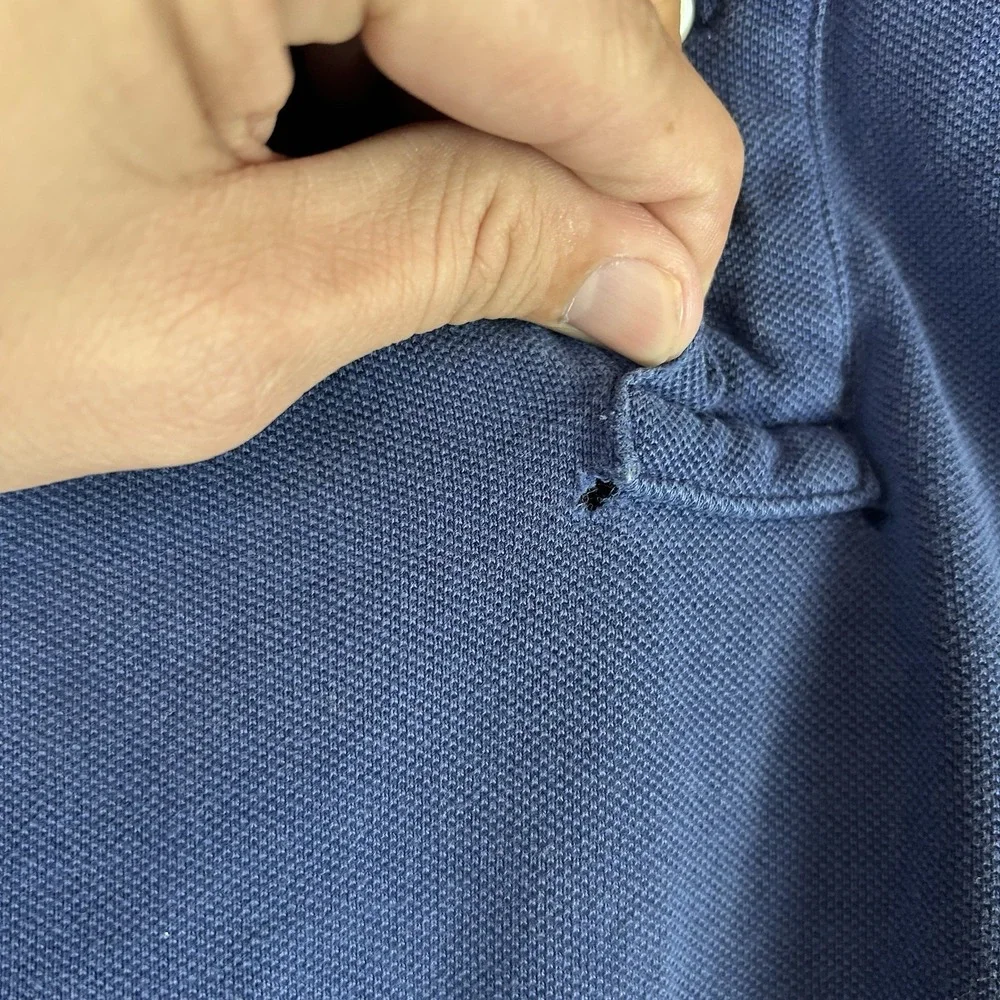 Polo by Ralph Lauren Short Sleeve Polo‎ Shirt Men's Size Large Blue Cotton *Flaw